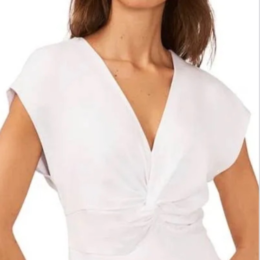 Halogen Stretch Dressy Knit Twist-knot Front Sleeveless slight crop Size XS - Picture 3 of 12